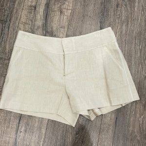 Alice + Olivia beige linen blend shorts